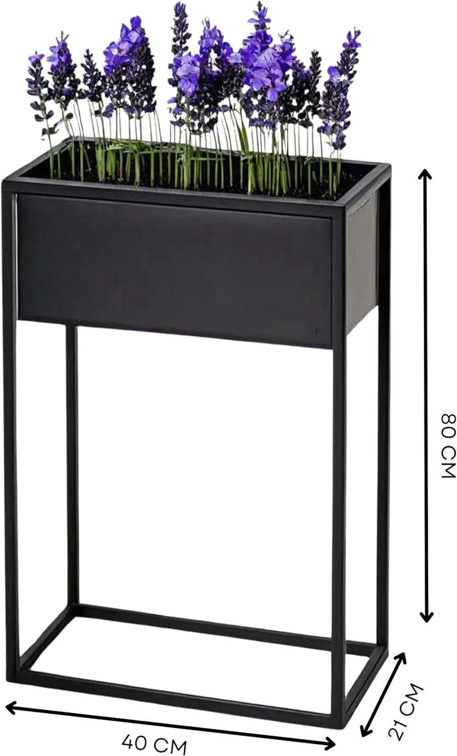 Pflanzenständer Petto - 40x21x80cm - Farbe Schwarz - für Zimmerblumen - Metallregal - Dekorativer Ti