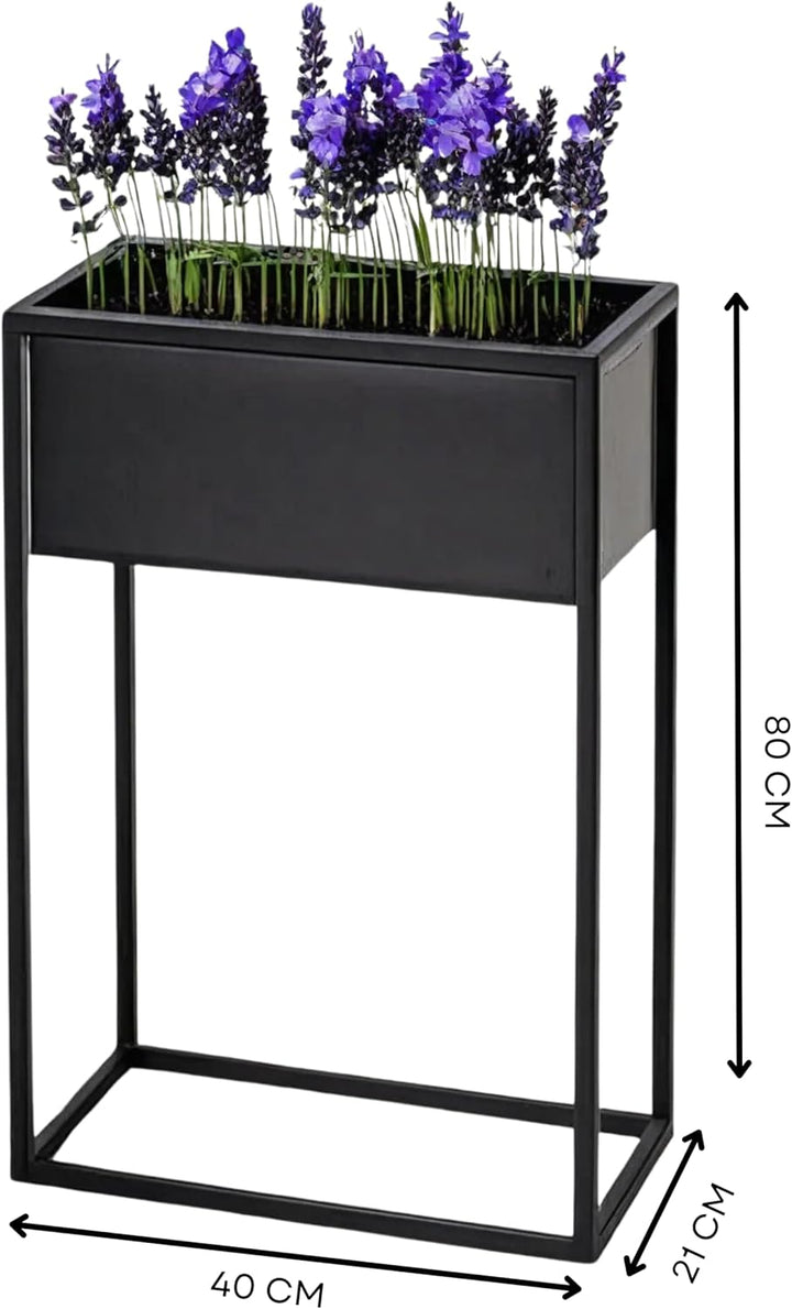 Pflanzenständer Petto - 40x21x80cm - Farbe Schwarz - für Zimmerblumen - Metallregal - Dekorativer Ti