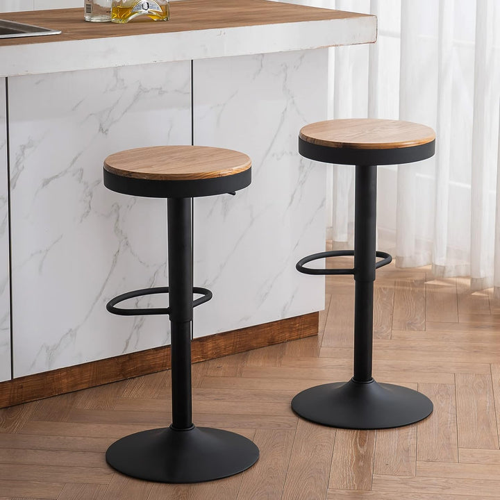 YOUNIKE Barhocker 2er Set Schwarz Holz Barstuhl Höhenverstellbar Schwenkbar Tresenhocker Küchenstühl