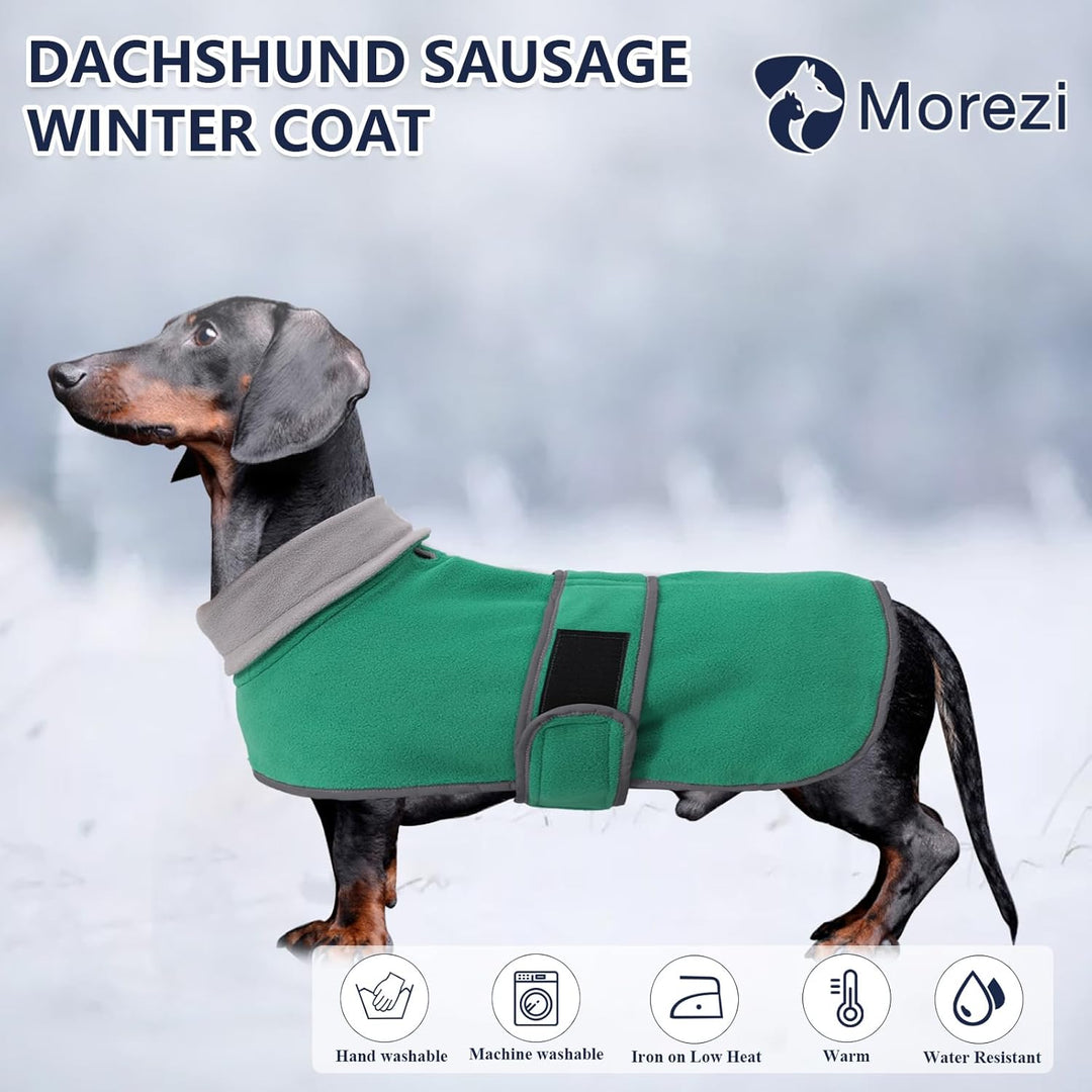MOREZI Winterhundejacke mit wattiertem Flusenfutter, verstellbarem Klettknopf und hochklappbarem Ste