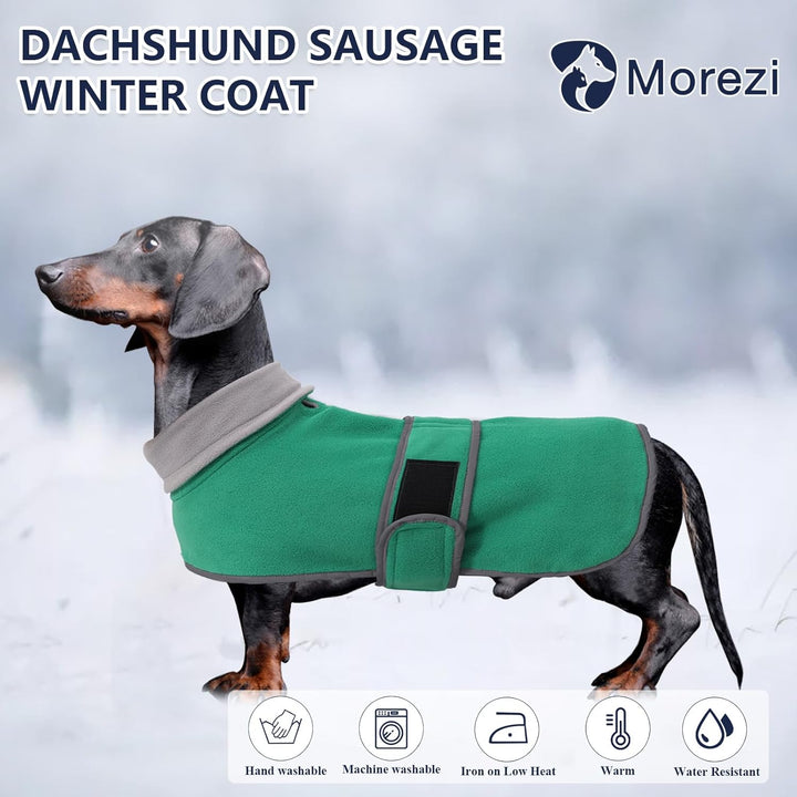 MOREZI Winterhundejacke mit wattiertem Flusenfutter, verstellbarem Klettknopf und hochklappbarem Ste