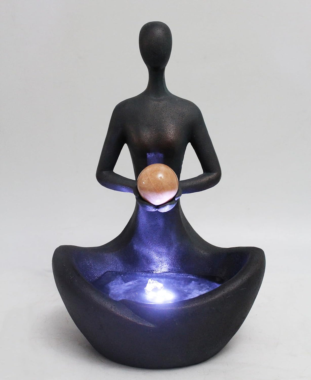 Yoga Brunnen mit LED Beleuchtung Zimmerbrunnen Tischbrunnen Gartenbrunnen Heilstein Zen Springbrunne