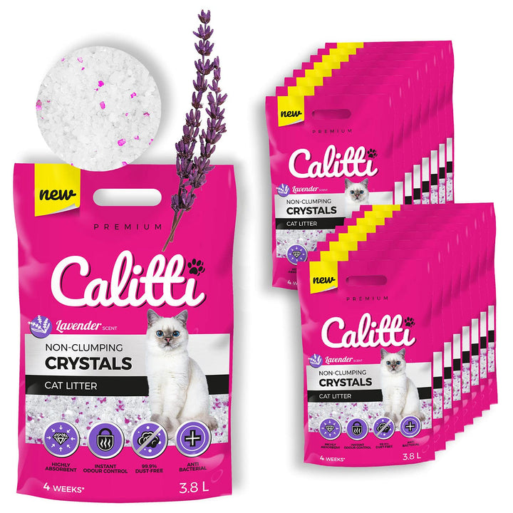 Calitti - Silikat Katzenstreu | Premium Crystals Silikatstreu | Antibakteriell Katzensand mit frisch