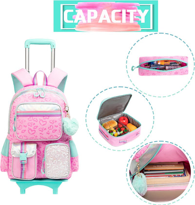 HTgroce Kinder Trolley Rucksack Schultasche Schulranzen Mädchen schultrolleys Schulrucksack Kinderko