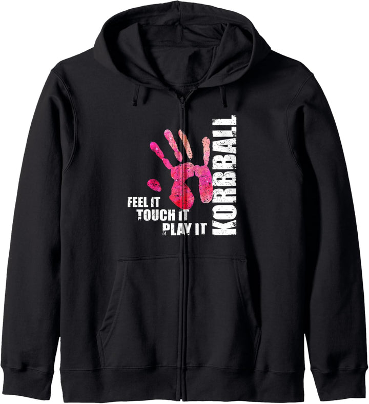 Feel it touch it play it Korbball Frauen und Mädchen Kapuzenjacke