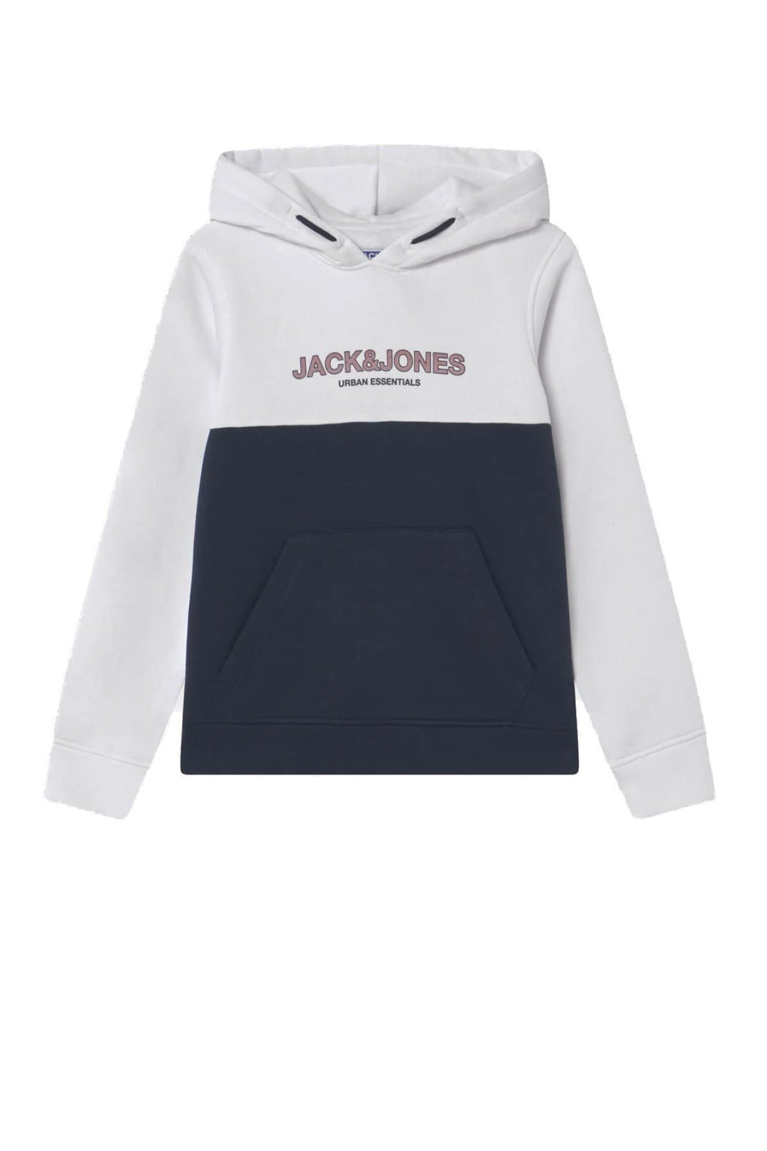 Jack & Jones Jungen JJEURBAN Blocking Sweat Hood NOOS JR Sweatshirt, White/Detail:RED Dahlia-Navy Pr