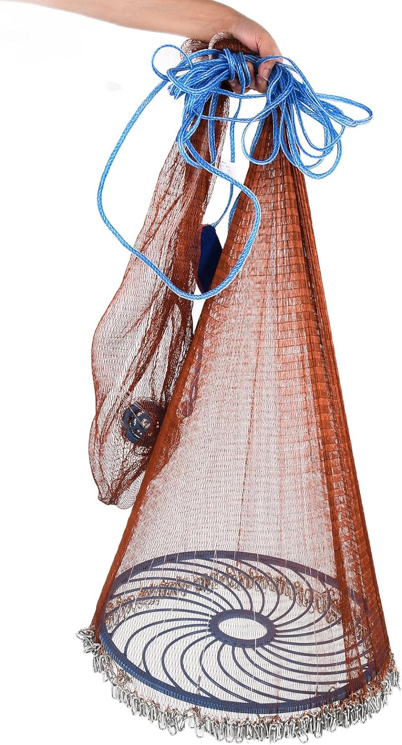 Wurfnetz Zum Fischen, Tragbares Fischernetz, Nylon Mesh Fischnetz zum Fangen von Angelnetz Angelzube