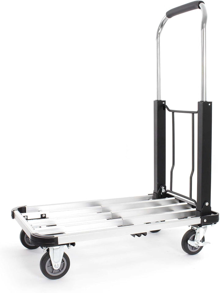XPOtool Plattformwagen bis 150 kg 710x410 mm, Transportkarre klappbar mit Vollgummireifen, Bremse un