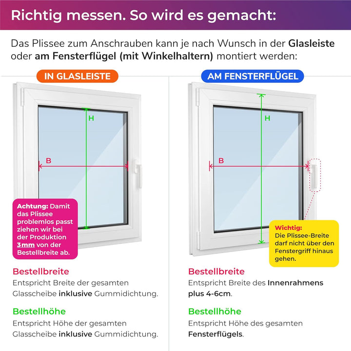 SchattenFreude Wabenplissee nach Mass für Fenster & Tür | Zum Anschrauben in der Glasleiste | Lichtd
