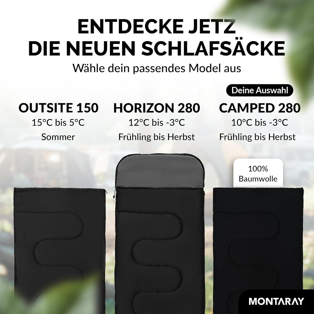 Deckenschlafsack 100% Baumwolle bis -3°C INKL. Kissen - Outdoor Winter-Schlafsack & Sommer-Schlafsac