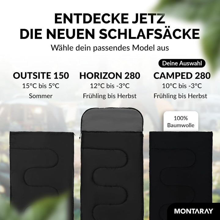 Deckenschlafsack 100% Baumwolle bis -3°C INKL. Kissen - Outdoor Winter-Schlafsack & Sommer-Schlafsac