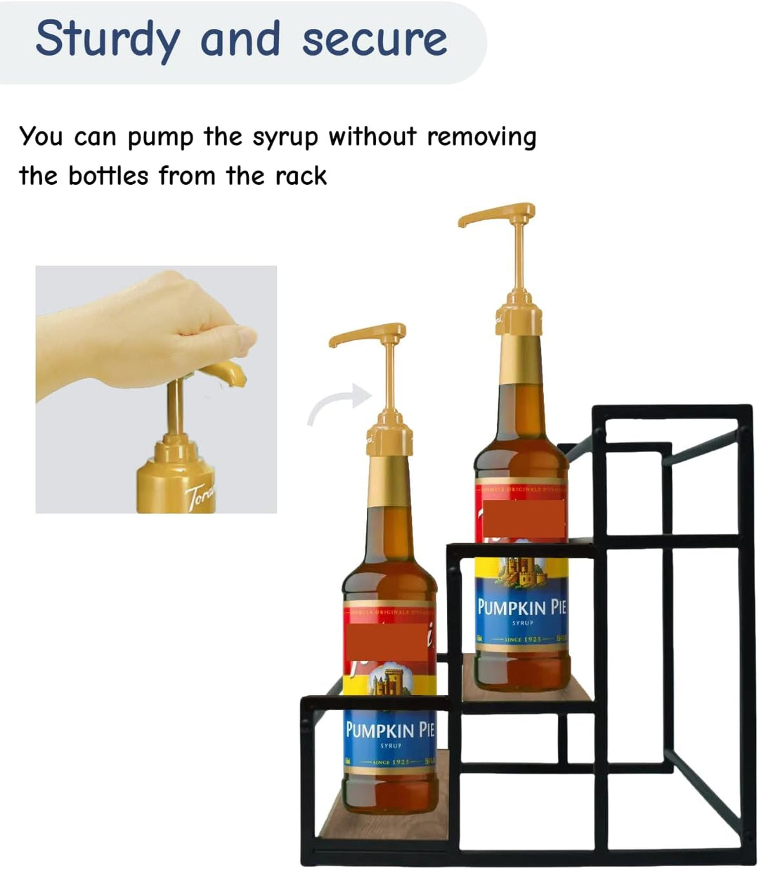 3-Tiers Kaffee Sirup Organizer Rack, Kaffeesirup-Zubehör, Holds 12 Bottles, Sturdy Stand für Kaffee