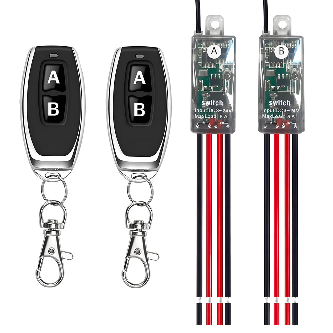 12v funkschalter,2 Wege kabelloser Lichtschalter DC 5V/12V/24V/5A Mini Relais 1 Kanal Wireless Licht