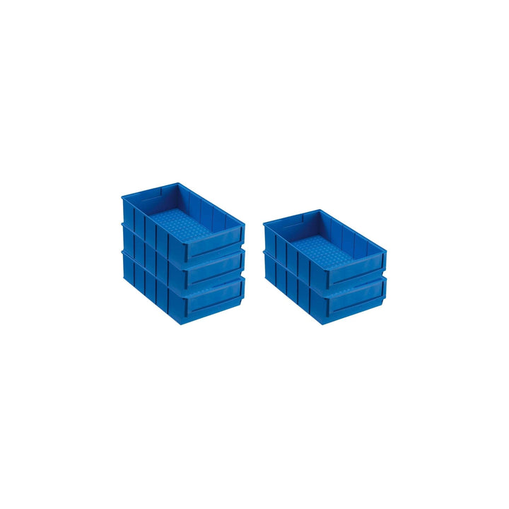 SparSet 5x Blaue Industriebox 300 B | HxBxT 8,1x18,3x30cm | 3,4 Liter | Sichtlagerkasten, Sortiments