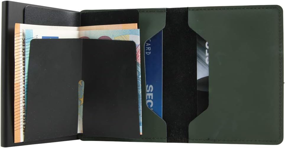 Secrid Slim Wallet Matte Black & Green Kartenetui aus Leder, Farbe: Grün/Schwarz, für 4 Karten mit o