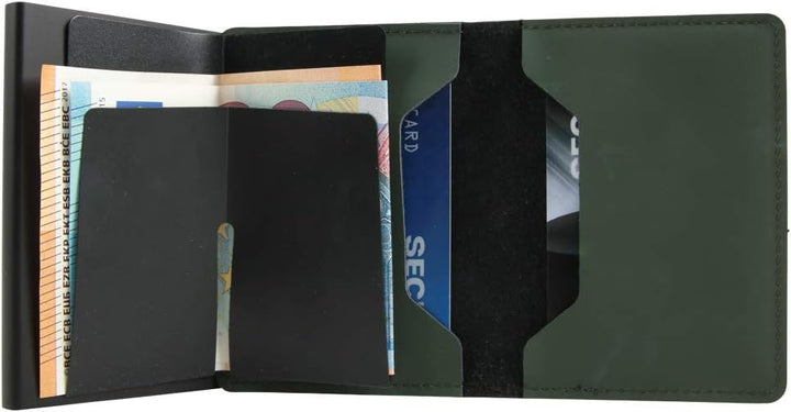 Secrid Slim Wallet Matte Black & Green Kartenetui aus Leder, Farbe: Grün/Schwarz, für 4 Karten mit o