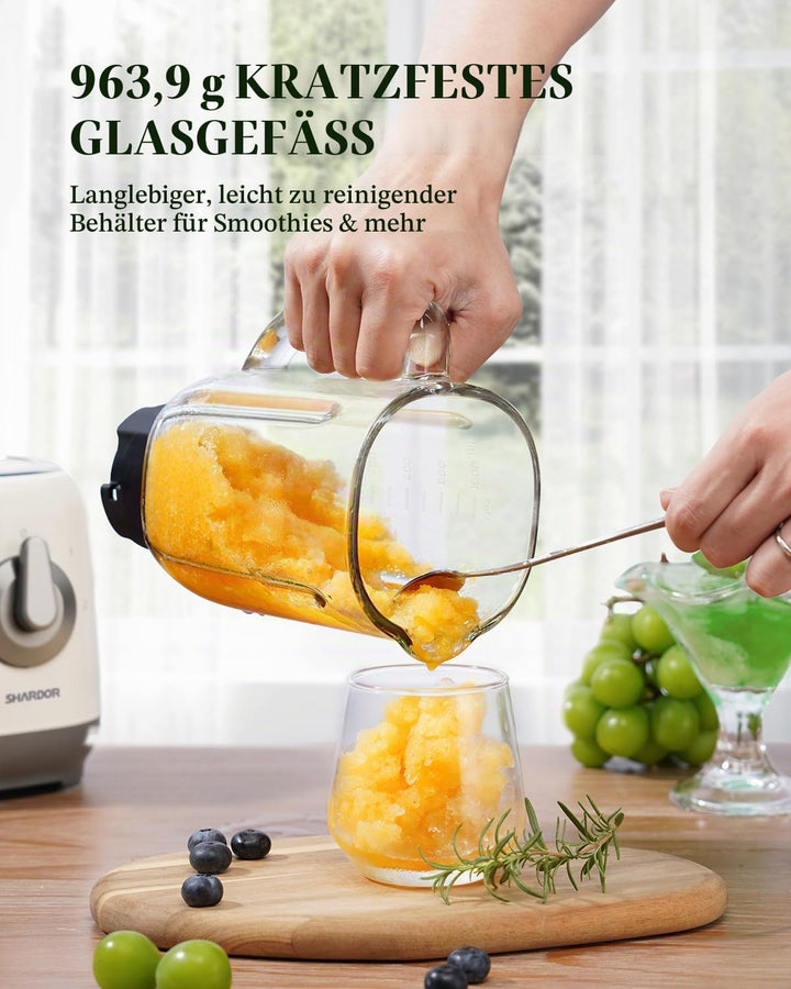 Standmixer, Smoothie Maker für schnelles 3D-Mehrwinkelschneiden, Mixer mit 2 Geschwindigkeiten und P