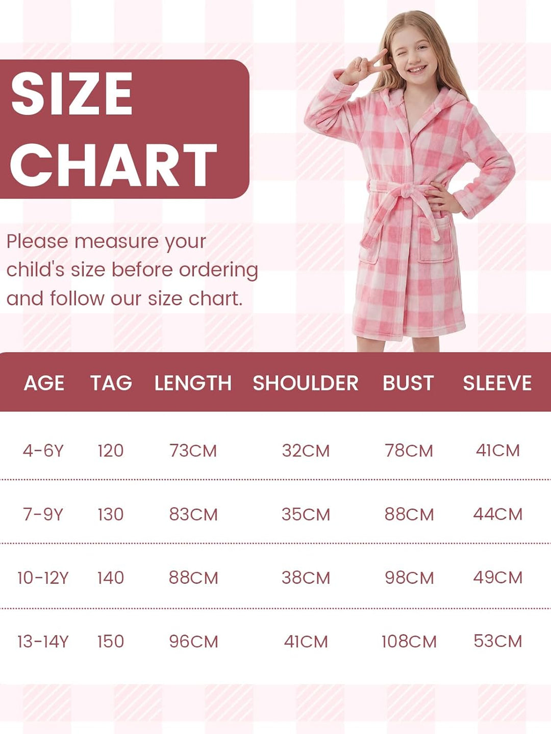 JiAmy Kapuzen Bademantel für Mädchen Flauschiger Fleece Plüsch Langer Schlafmantel Kinder Rosa 4-6 J