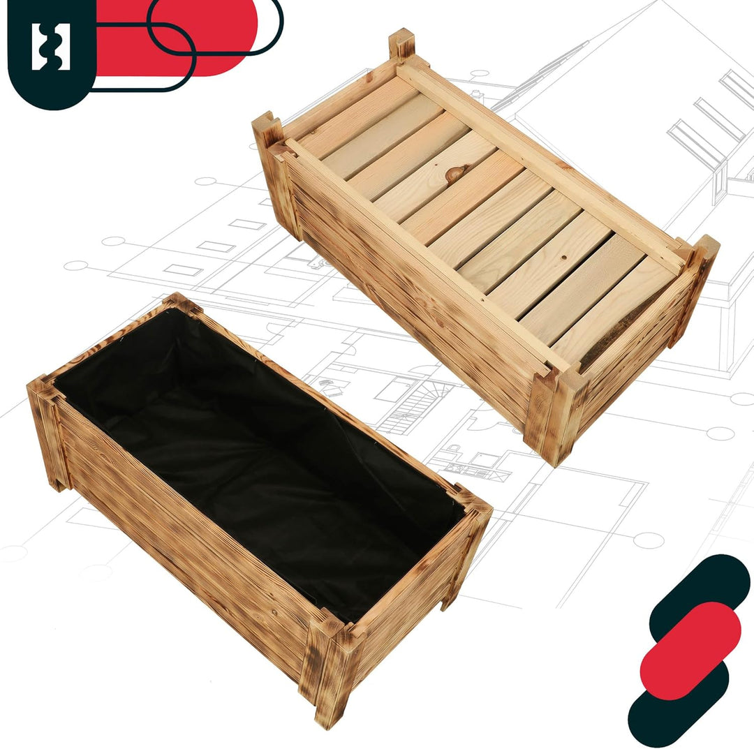 KOTARBAU® Blumenkasten - 79 x 39 x 30 cm - Pflanzkasten mit Vlies - Pflanzkübel gross aussen - Balko
