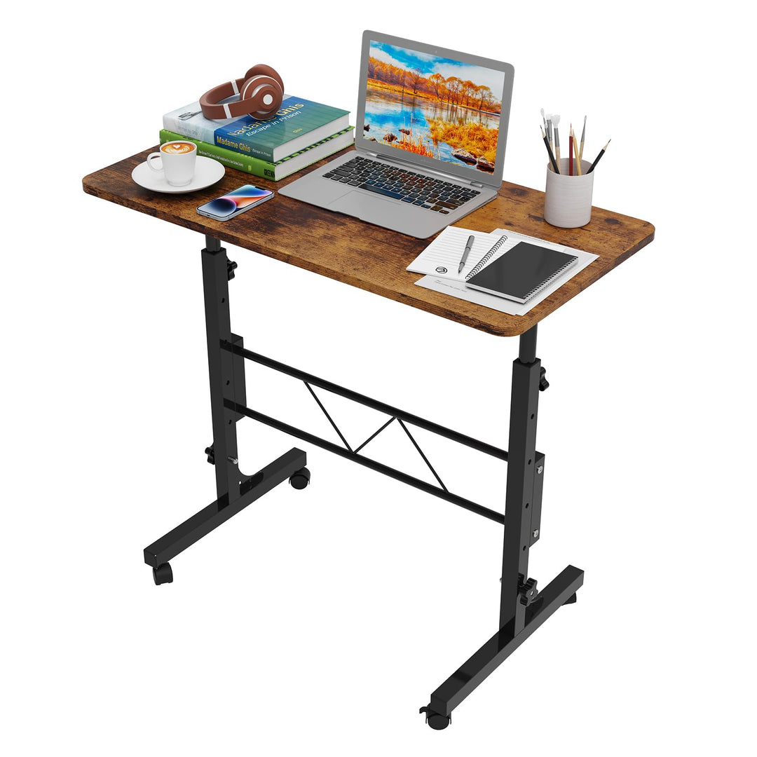 80x40cm Laptoptisch mit Rollen, Laptoptisch Höhenverstellbarer 69-110 cm, Computertisch Mobiler Steh