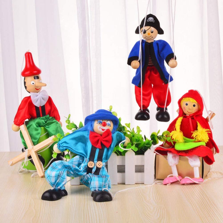 Pull String Puppe Lustige Bunte Pull String Marionette Vintage Clown Holz Marionette Handwerk Kunsth