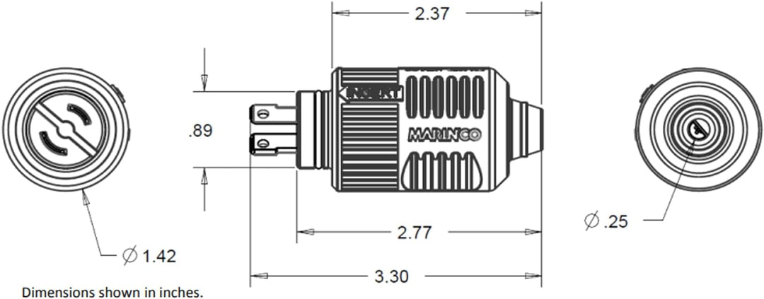 Marinco ConnectPro Buchse mit 2 Kabeln, 12VBRS2. Stecker und Buchse, Stecker und Buchse
