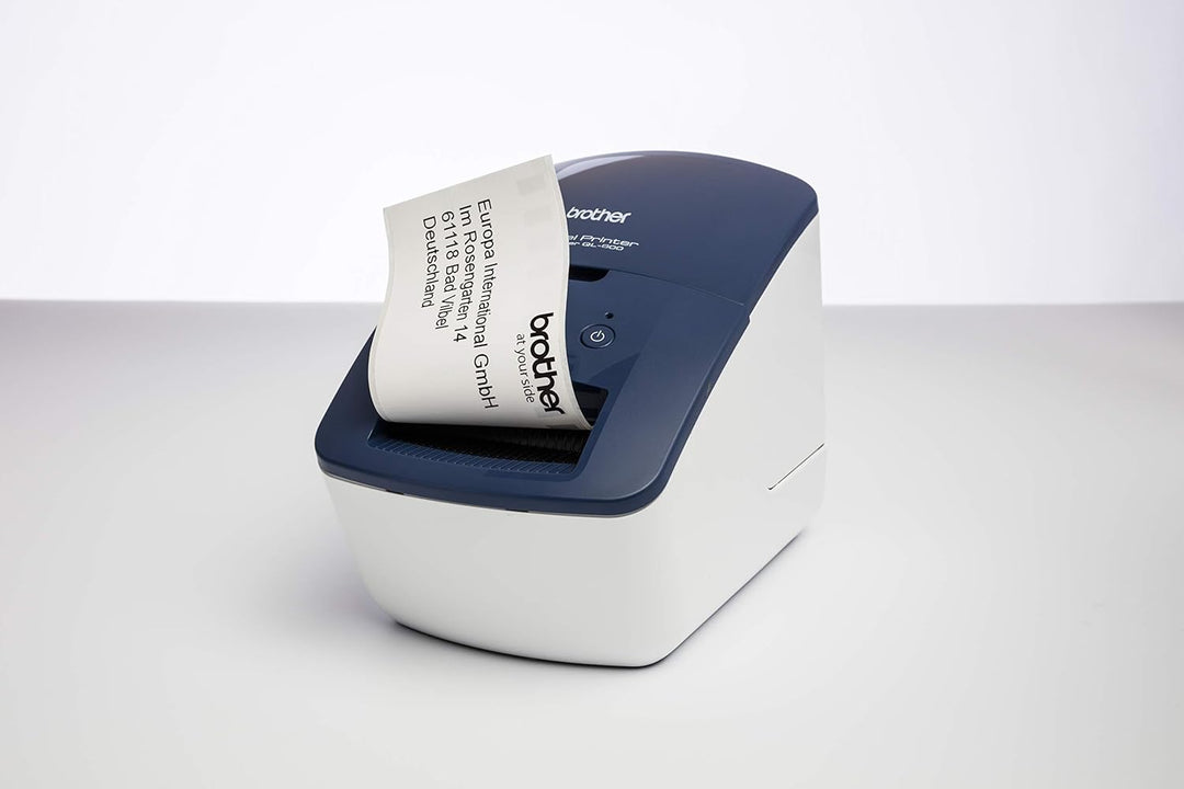 Brother QL-600B Blau Etikettendrucker (USB-Schnittstelle, Barcodedruck, automatische Schneideeinheit