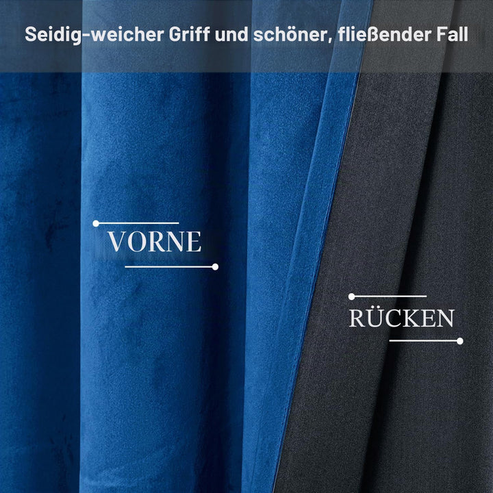 JIUZHEN Verdunklungsvorhang aus Samt,2er Set weiche blickdichte Gardinen mit Ösen für Schlafzimmer,1