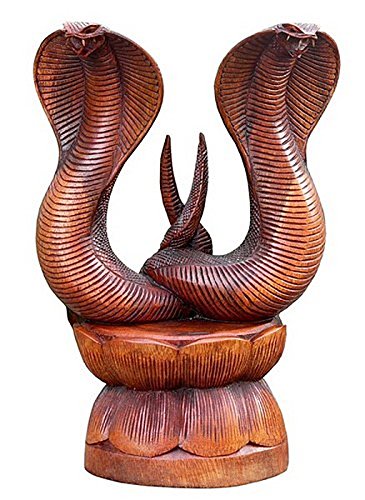 Balibarang-Shop NEU 40 cm Doppel-Kobra Schlange Snake Tier Holz Dekoration Cobra05