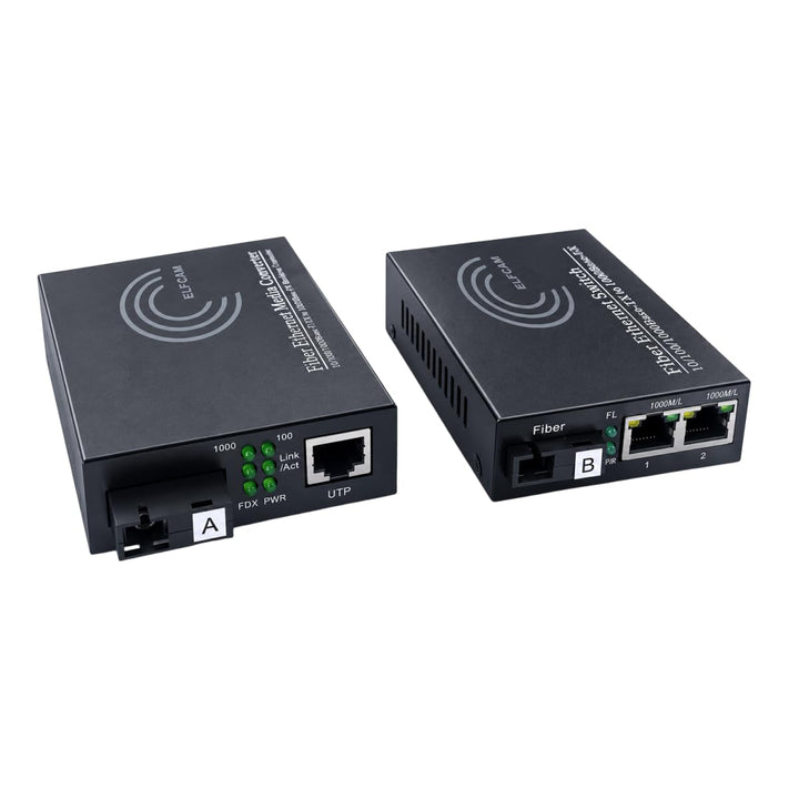 Elfcam® - Gigabit Ethernet LWL Medienkonverter Glasfaser 10/100/1000 Mbps inklusive Mini-GBIC (SFP)