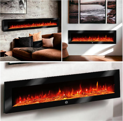 Elektrokamin Wandkamin Ben 250cm mit LED Flammensimulation - Farbwechsel - inkl. Fernbedienung, Time