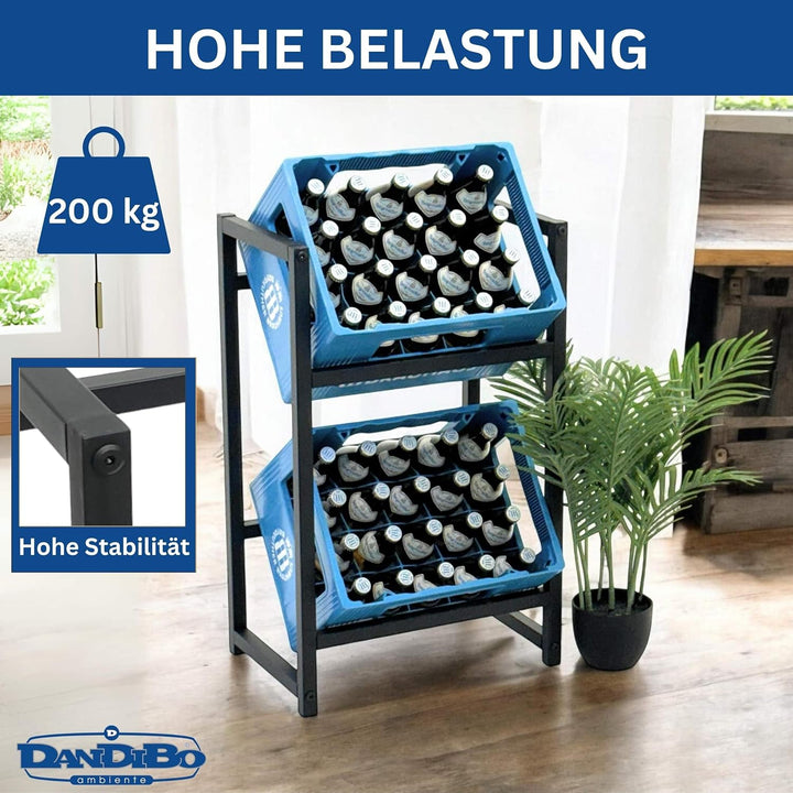DanDiBo Getränkekistenregal 2 Kisten Schmal Metall Stehend 96475 Getränkekistenhalter 47 cm Getränke