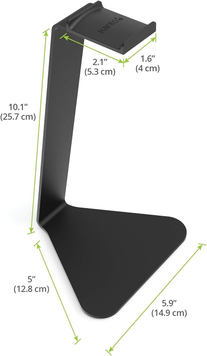 Kanto H1 Universal Headphone Stand with Curved Silicone Padding | Black, Black