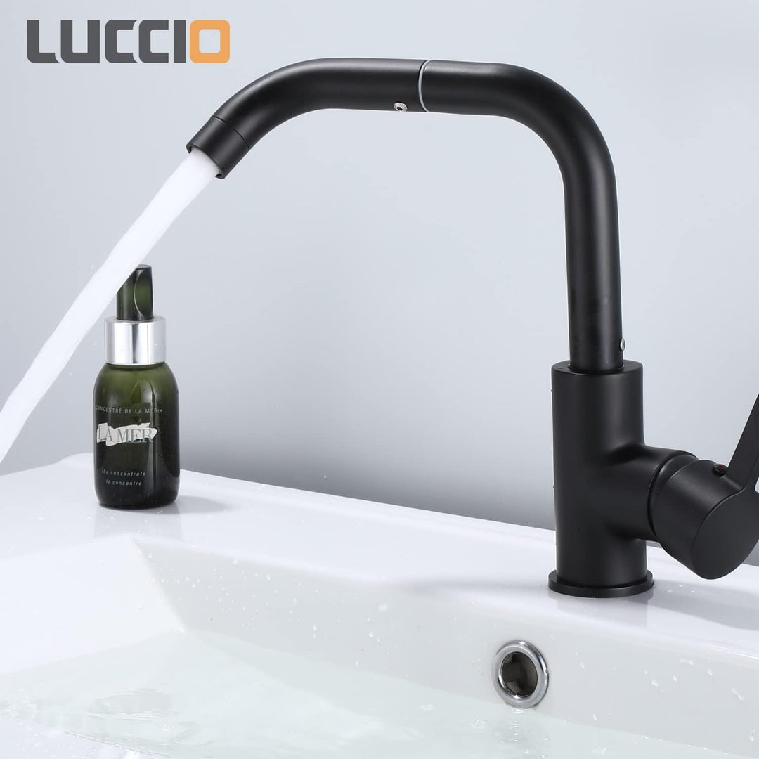ZXC Niederdruck Küchen Armatur mit schwenkbaren Auslauf, moderner Einhandmischer Wasserhahn in Schwa