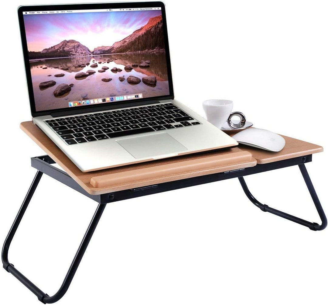 LIFEZEAL Laptoptisch fürs Bett, höhenverstellbarer &amp; Klappbarer Betttisch, Notebooktisch Holz, Leset
