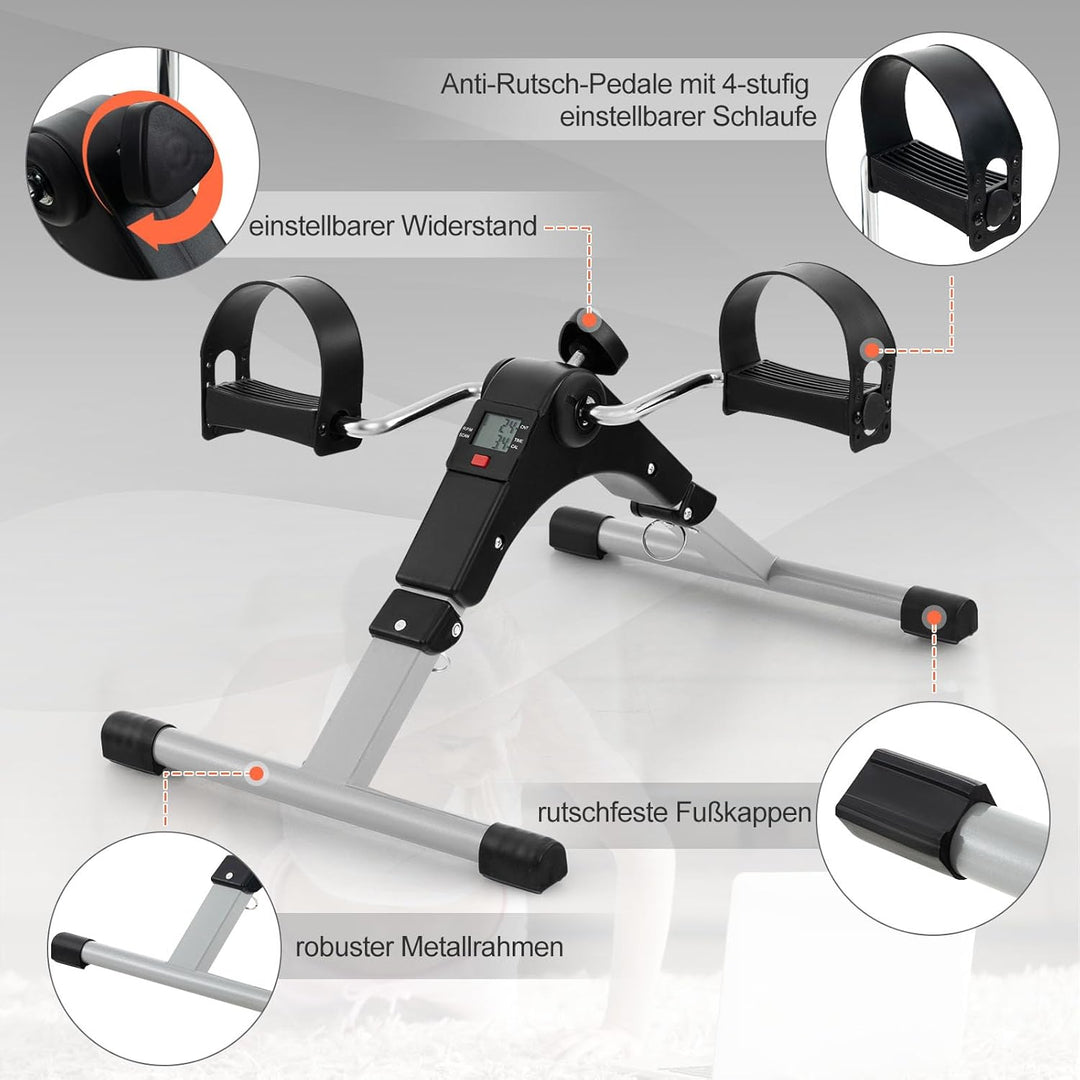 GOPLUS Pedaltrainer für Zuhause, Arm und Beintrainer für Senioren, Mini Bike Heimtrainer mit LCD-Dis