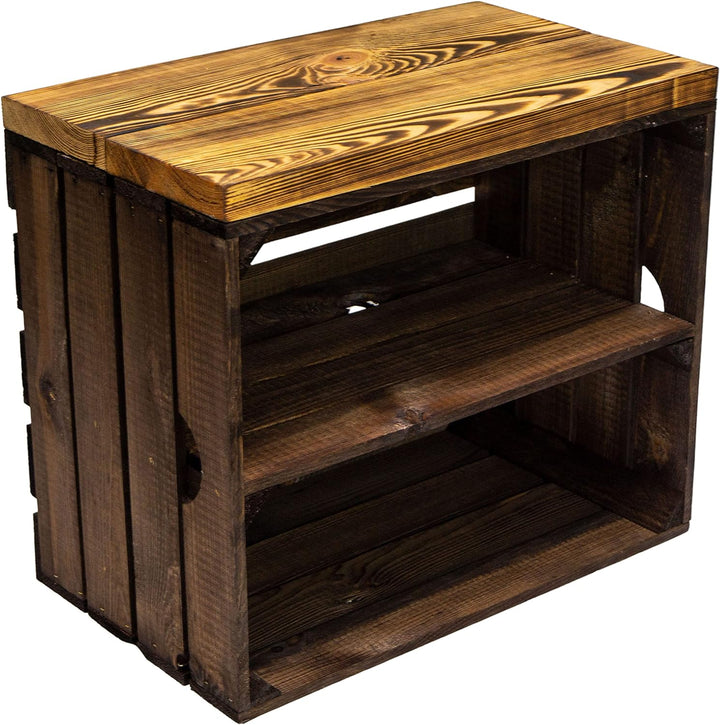 Kistenkolli Altes Land 2er Set Obstkiste aus Holz & Holzplanken Schuhschrank Hocker Sitzbank Weinabl