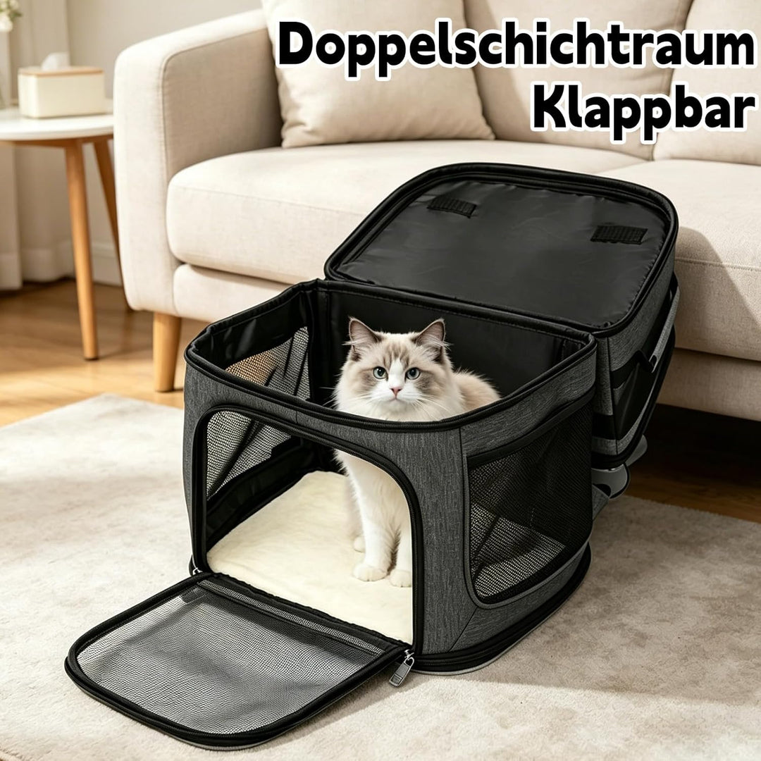 Katzenrucksack Grosse Katzen, Hunderucksack mit 7 Belüftungsfenstern, Zusammenklappbar Katzentranspo