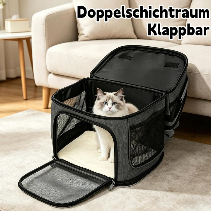 Katzenrucksack Grosse Katzen, Hunderucksack mit 7 Belüftungsfenstern, Zusammenklappbar Katzentranspo