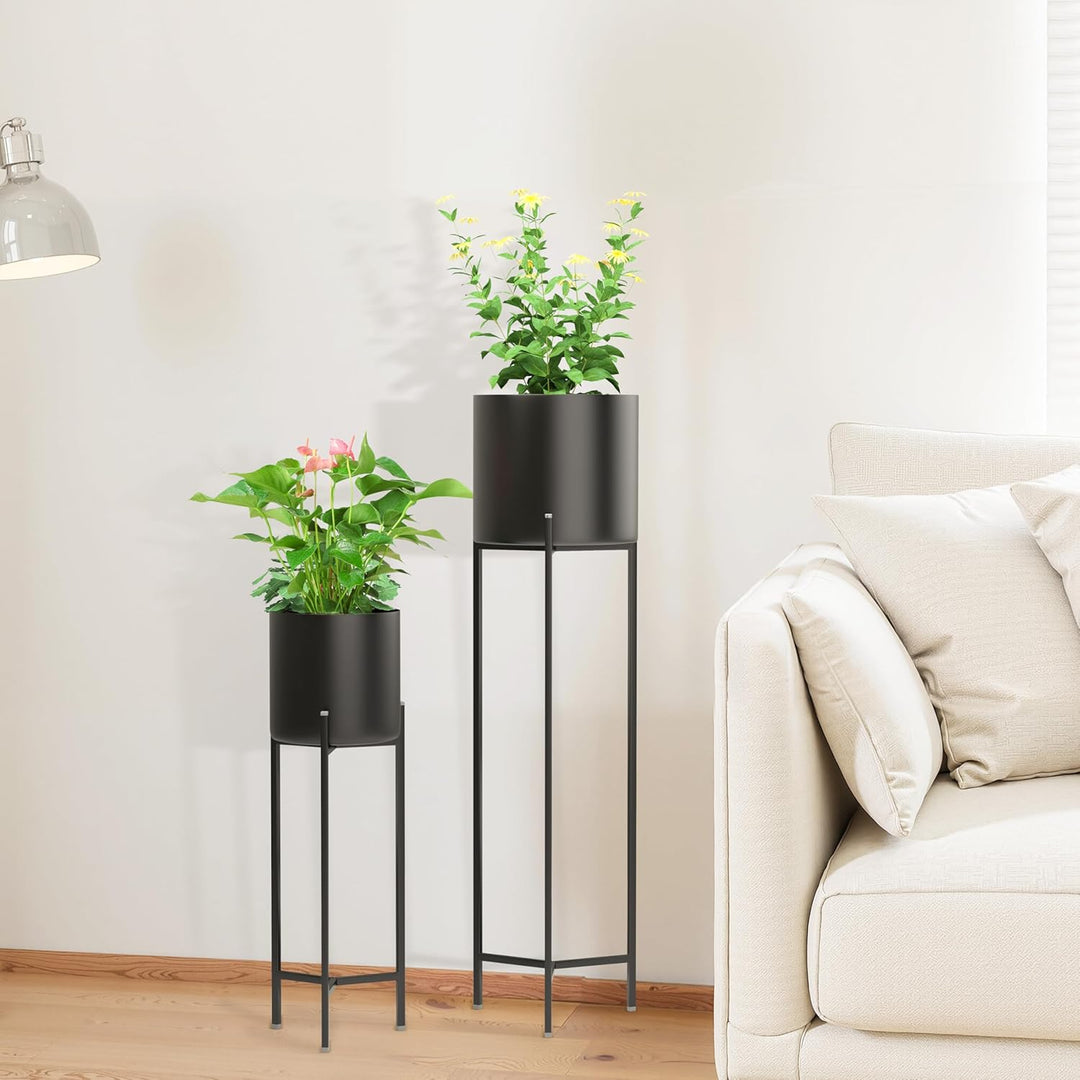 Ribelli Metall Blumentopf Ständer 2er Set φ18/23 cm, Blumenhocker mit Übertopf, Blumentreppe Pflanze