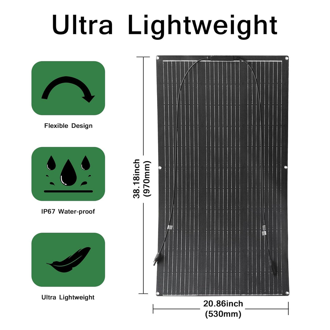 Aysolar 100 Watt 12 Volt Flexibel Solarpanel ETFE Monokristallin Solarmodul für 12V Batterien Marine