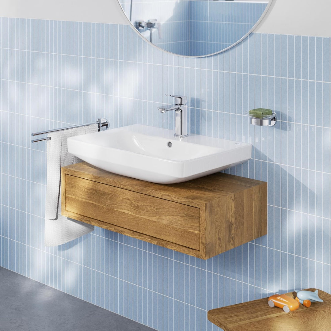 GROHE Dice, Waschtischarmatur, wassersparend (Wasserhahn für das Bad, Badarmatur mit Push-Open Ablau