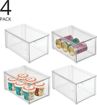 mDesign Schubladenbox – Stapelbox aus Kunststoff für Küchen- und Kühlschrank – Küchen Organizer für