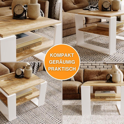 CraftPAK Wohnzimmer Tisch für Couch aus hochwertigem Holzwerkstoff, Stabiler & moderner Couchtisch m