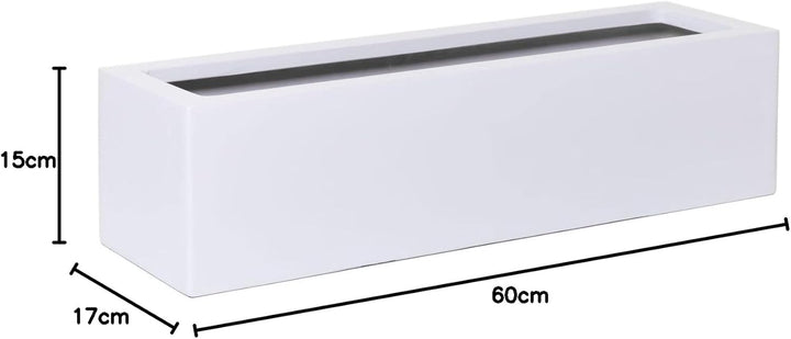 VIVANNO Blumenkasten Balkonkasten Pflanzkasten Fiberglas FLOBO weiss - 15x60x17 cm, Weiss