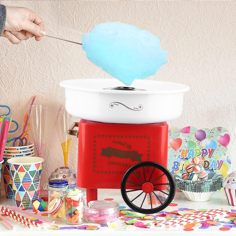 Zuckerwattemaschine, Cotton Candy Maschine, Bonbonmaschine aus Baumwolle, mit 10 Stäbchen &amp; Messlöff
