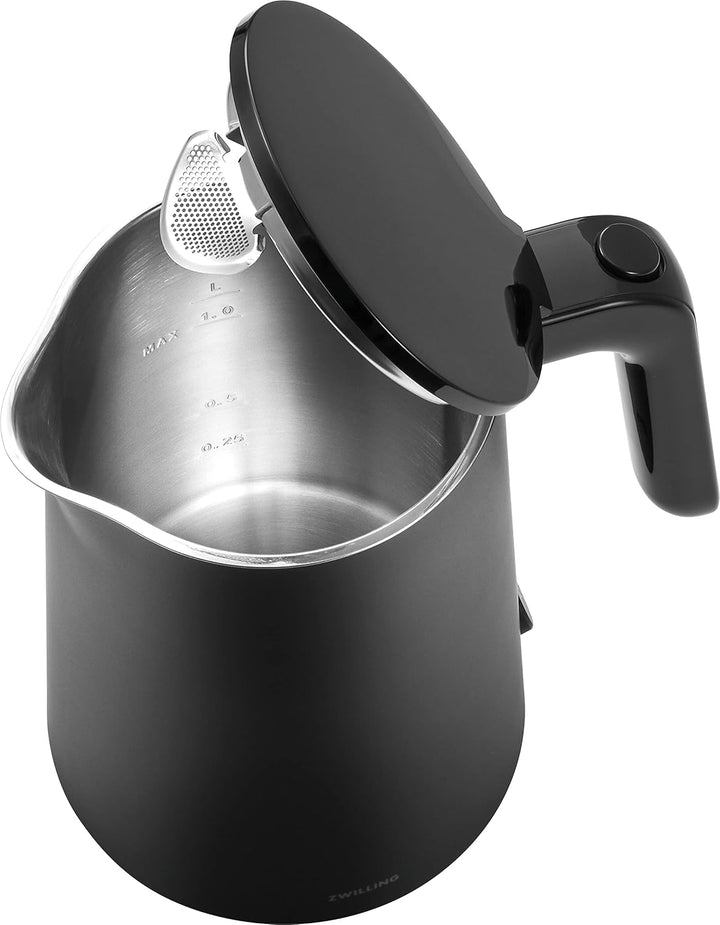 ZWILLING ENFINIGY Wasserkocher mit Edelstahl-Kalkfilter & Überhitzungsschutz, kabellos, 1850 Watt, 1