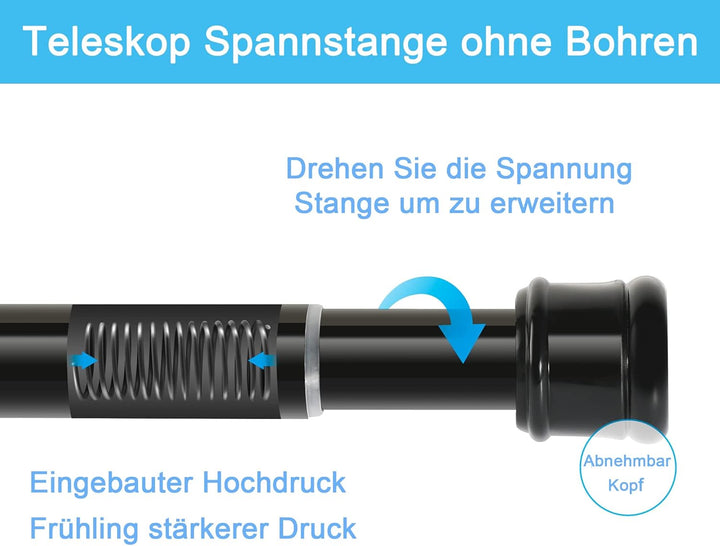 Gardinenstange ohne Bohren Ausziehbar Duschstange Teleskop Teleskopstange Duschvorhangstange Extra L
