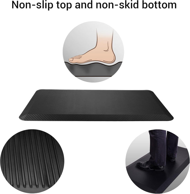 FLEXISPOT Bodenmatte für Schreibtisch, Küche, komfortabel gegen Müdigkeit, Schwarz, Schwarz