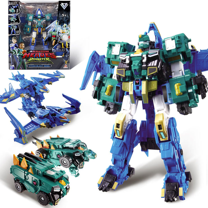 3 in 1 Transformable Roboter Stego Blast Wing, 11,81 Zoll, Roboter Spielzeug für Kinder, Chariot, Di